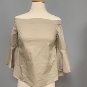 Jennifer Lopez  Tan Khaki Off Shoulder‎ Top Shirt Size XS